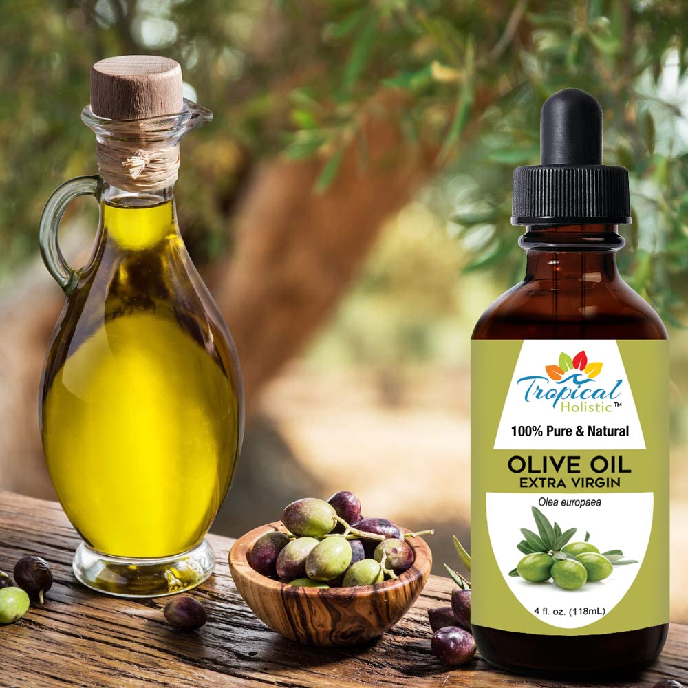 Tropical Holistic pouring oil closeup highlighting cold-pressed purity benefit