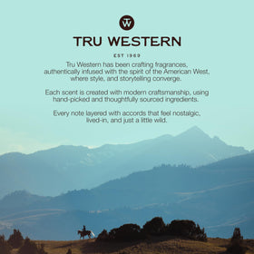 Tru Fragrance Beauty label listing essential oils for authentic natural scent