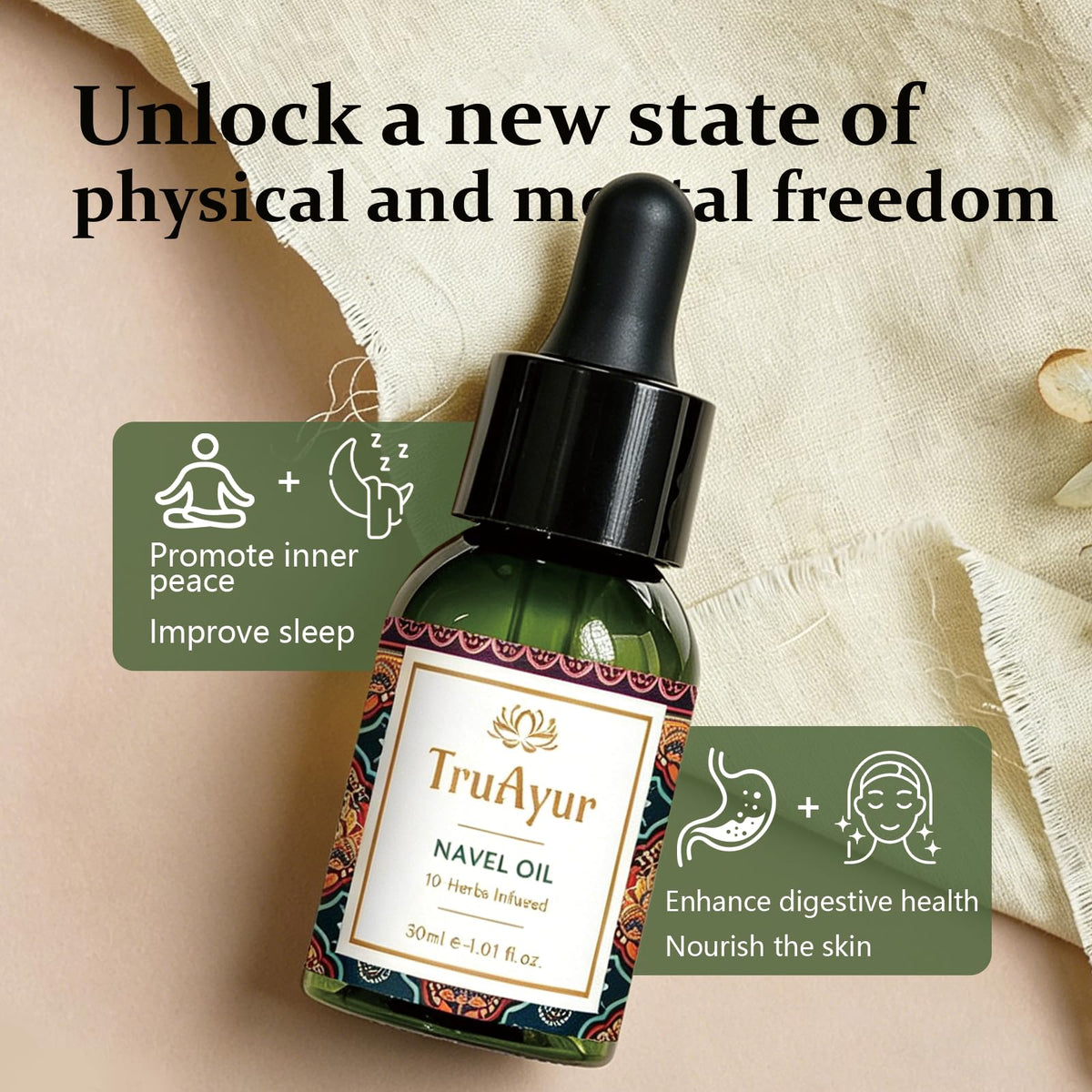 Truayur oil drop on palm demonstrating fast absorption benefit