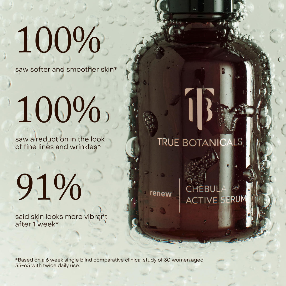 True Botanicals 30ml bottle beside coin for scale showing travel-friendly size
