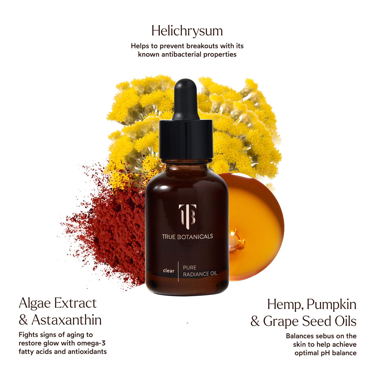 True Botanicals in-hand application illustrating easy layering under sunscreen and makeup