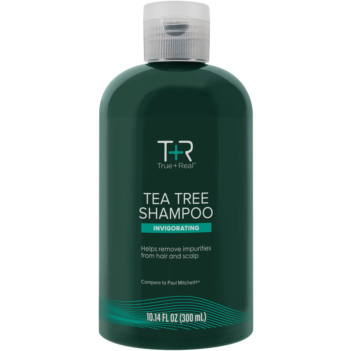 True+Real front bottle view showing label and size benefit: clear product info