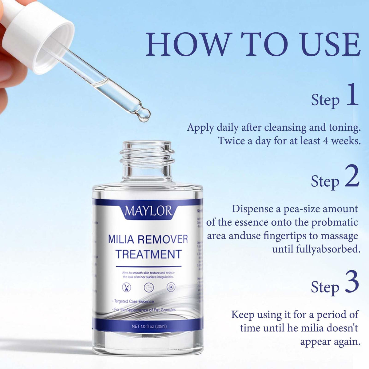 TRUERELIEF dropper dispensing serum demonstrating controlled application
