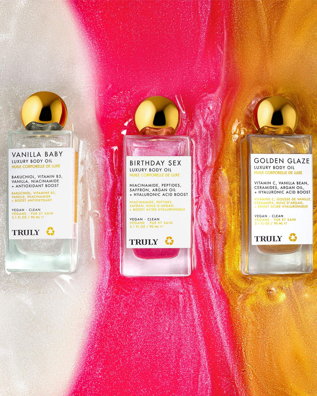 Truly label close-up showing ingredient callouts and premium formulation benefit