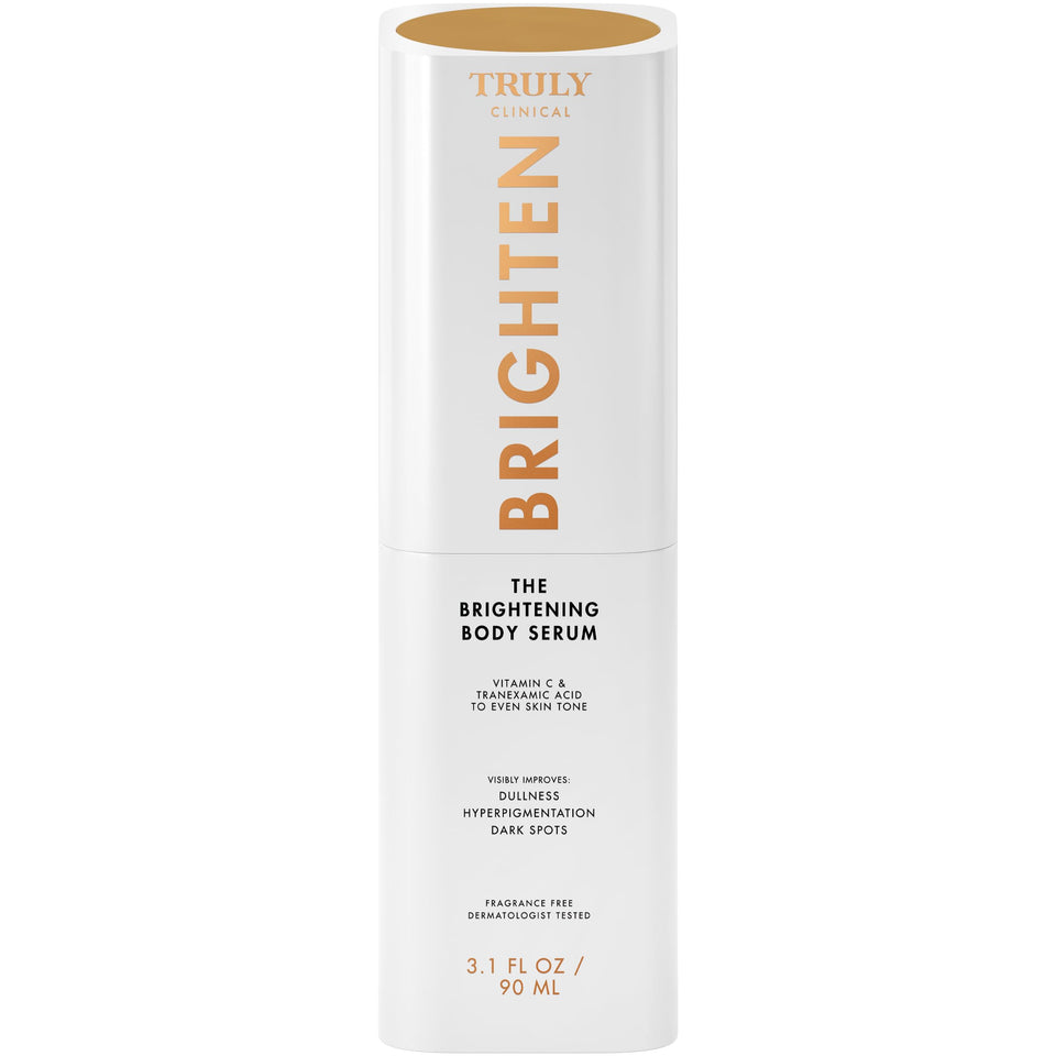 Truly front bottle view showing clean packaging and brightening benefits