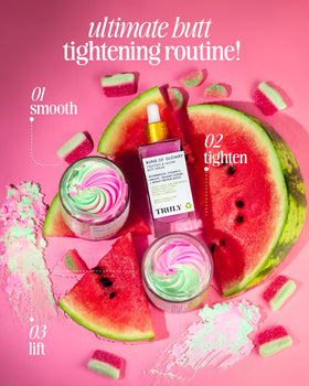 Truly bottle on bathroom shelf styled for everyday routine benefit