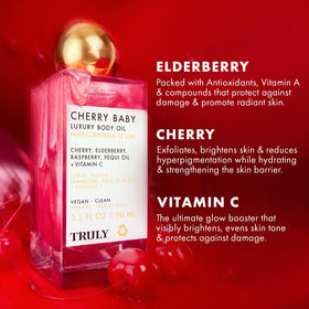 Truly Cherry Baby cherry extract close-up highlighting natural brightening benefit