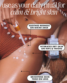Truly Coco Cloud open cap dispensing serum to demonstrate controlled application benefit