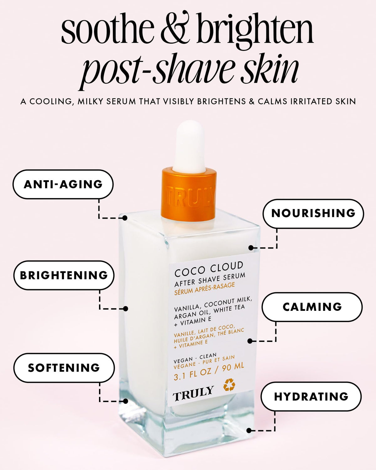 Truly Coco Cloud serum pump detail for easy, mess-free dispensing benefit