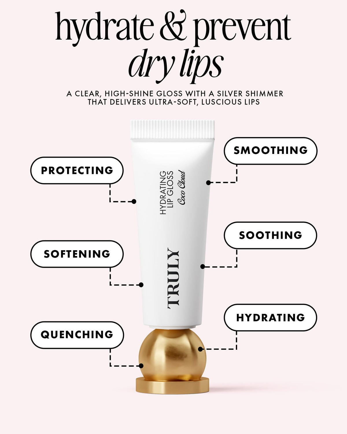 Truly Coco Cloud wand close-up illustrating smooth applicator and easy glide benefit