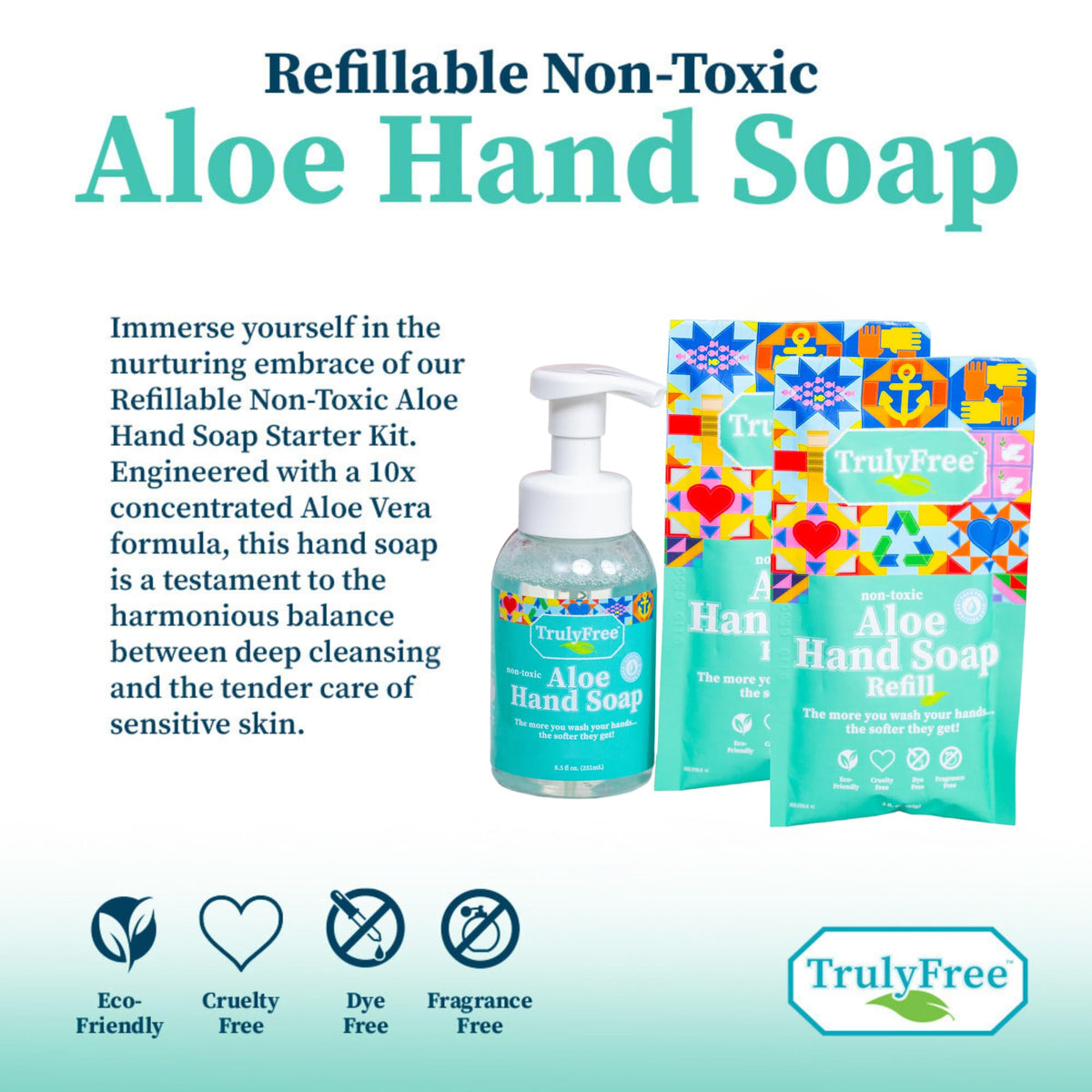 Truly Free hand washing in kitchen demonstrating gentle, unscented cleansing