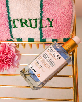 Truly on bathroom counter styled scene suggesting everyday grooming routine benefit