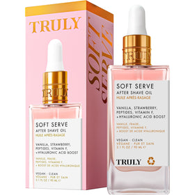 Truly front bottle view showing product and benefit of soothing skin