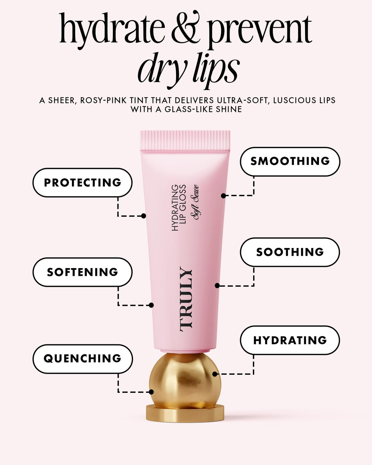 Truly applicator wand gliding gloss, illustrating smooth application and non-sticky shine