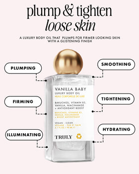 Truly close-up of pump and label highlighting ingredient callouts