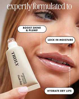 Truly close-up of gloss texture highlighting hydration and non-sticky feel