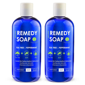 Truremedy Naturals front packaging showing clean tea tree bottle, promotes refreshing cleanse