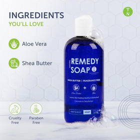 Truremedy Naturals ingredients flatlay with aloe and shea highlighting natural hydration