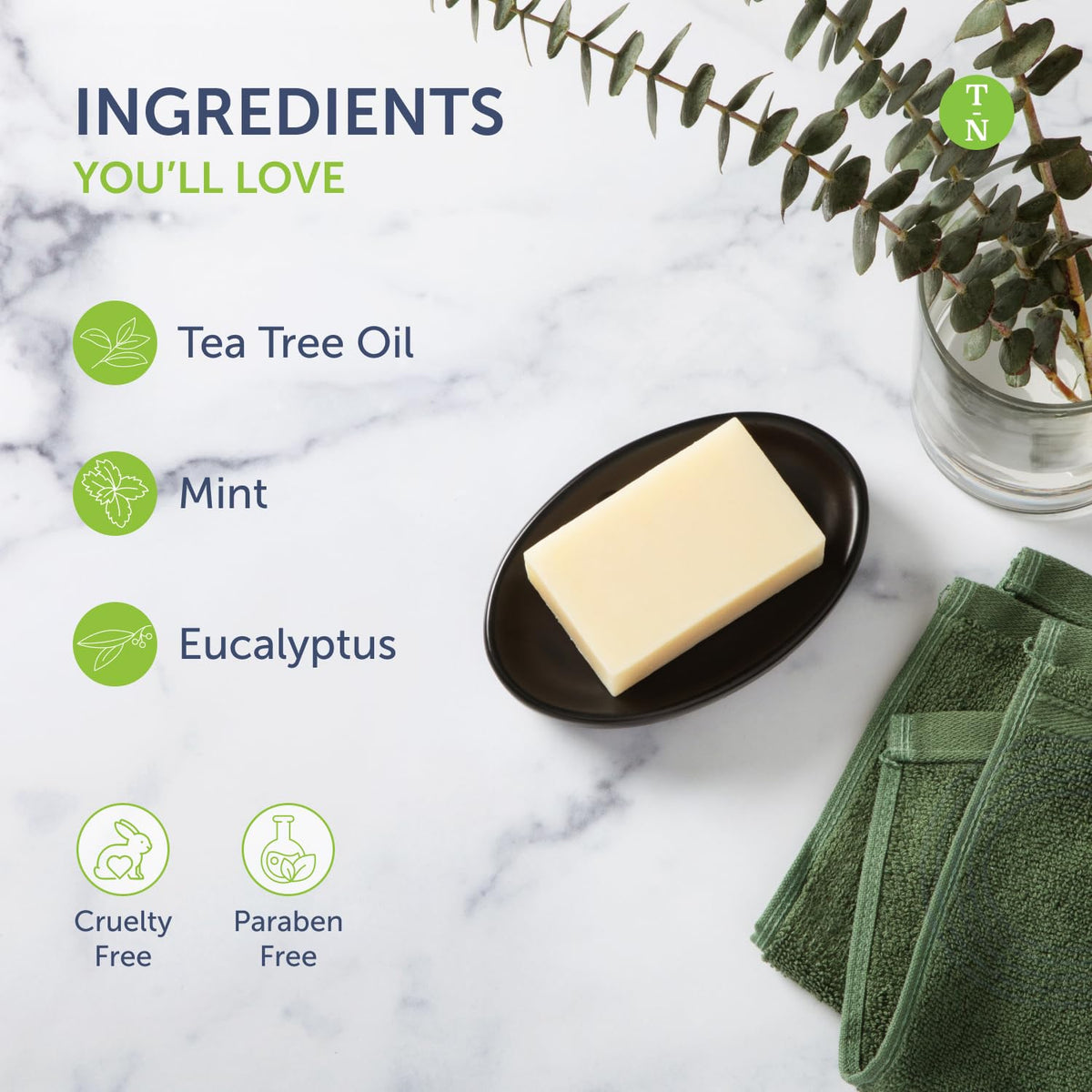 Truremedy Naturals soap bar in hand showing 4 oz size and easy travel convenience