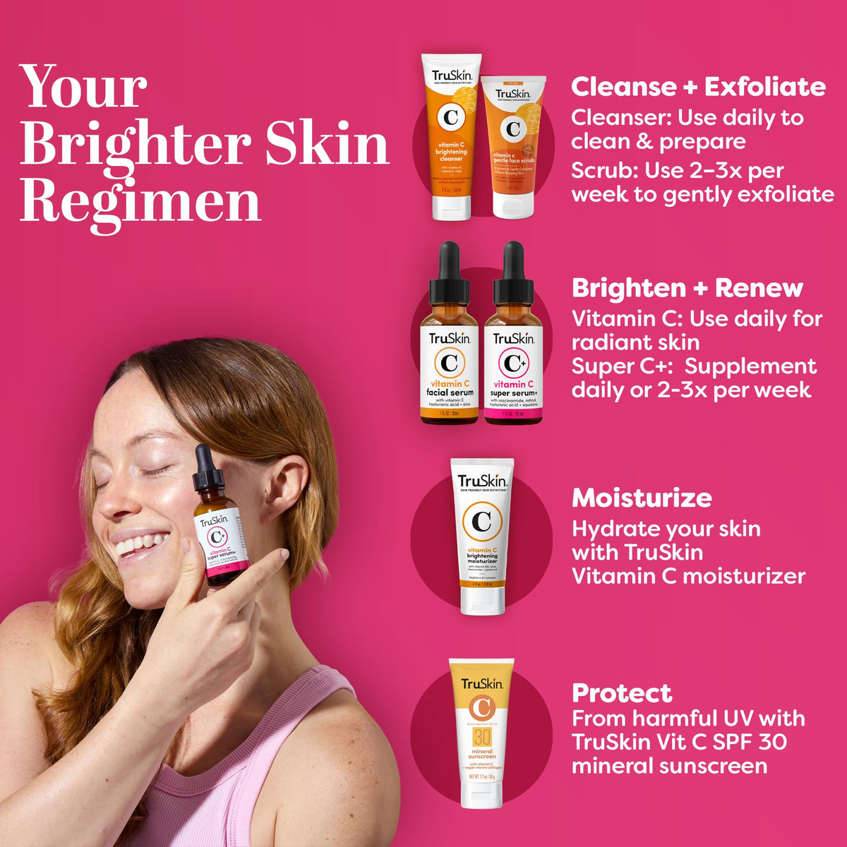 Applying TruSkin serum at night supports renewal and hydration