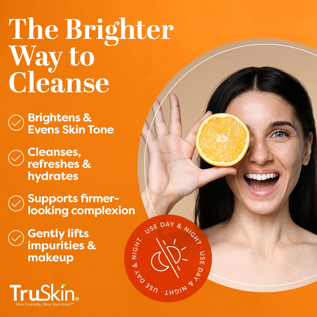 TruSkin close-up label listing vitamin C, vitamin E and botanical ingredients