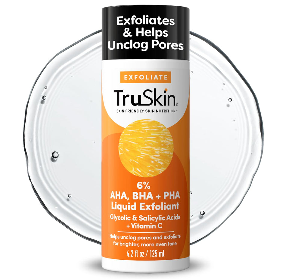 TruSkin front bottle showing product and volume, highlights convenient daily use