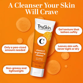 TruSkin ingredients flatlay with vitamin C and rosehip highlighting antioxidants