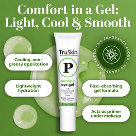 TruSkin jar label close-up highlighting peptide and hyaluronic ingredients