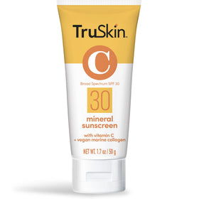 TruSkin front packaging of mineral sunscreen showing tube and label for easy identification