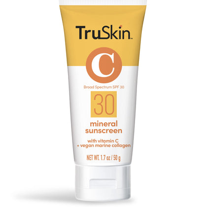 TruSkin front packaging of mineral sunscreen showing tube and label for easy identification