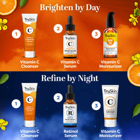 TruSkin morning application with sunscreen illustrating daytime layering benefits