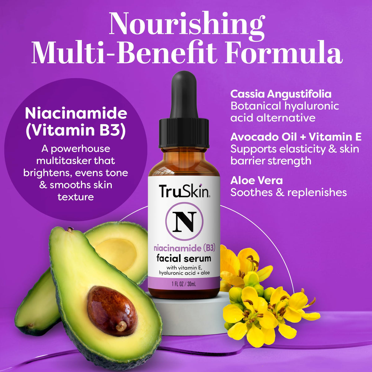 TruSkin dropper dispensing serum illustrating precise application benefit
