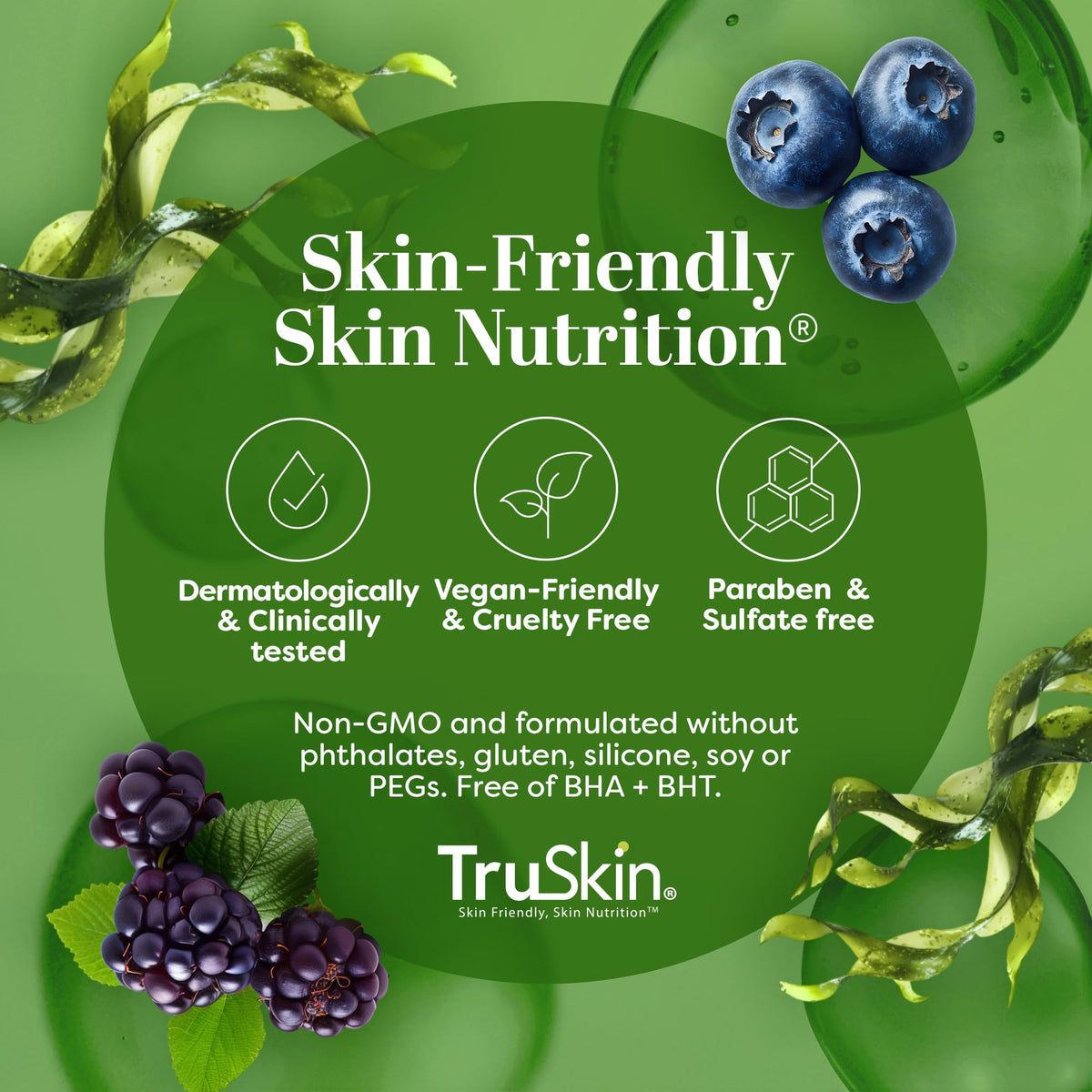 TruSkin with green tea and algae botanicals illustrating antioxidant support