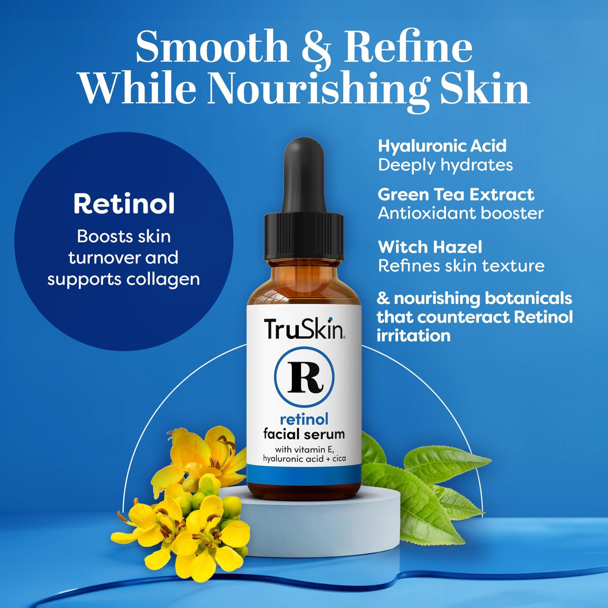 TruSkin dropper dispensing serum highlights precise application and easy dosing