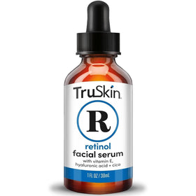 TruSkin retinol serum front bottle showing minimalist design and clear benefit
