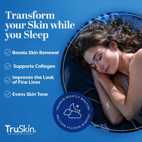 TruSkin retinol serum label and ingredient list emphasizing hyaluronic acid and cica