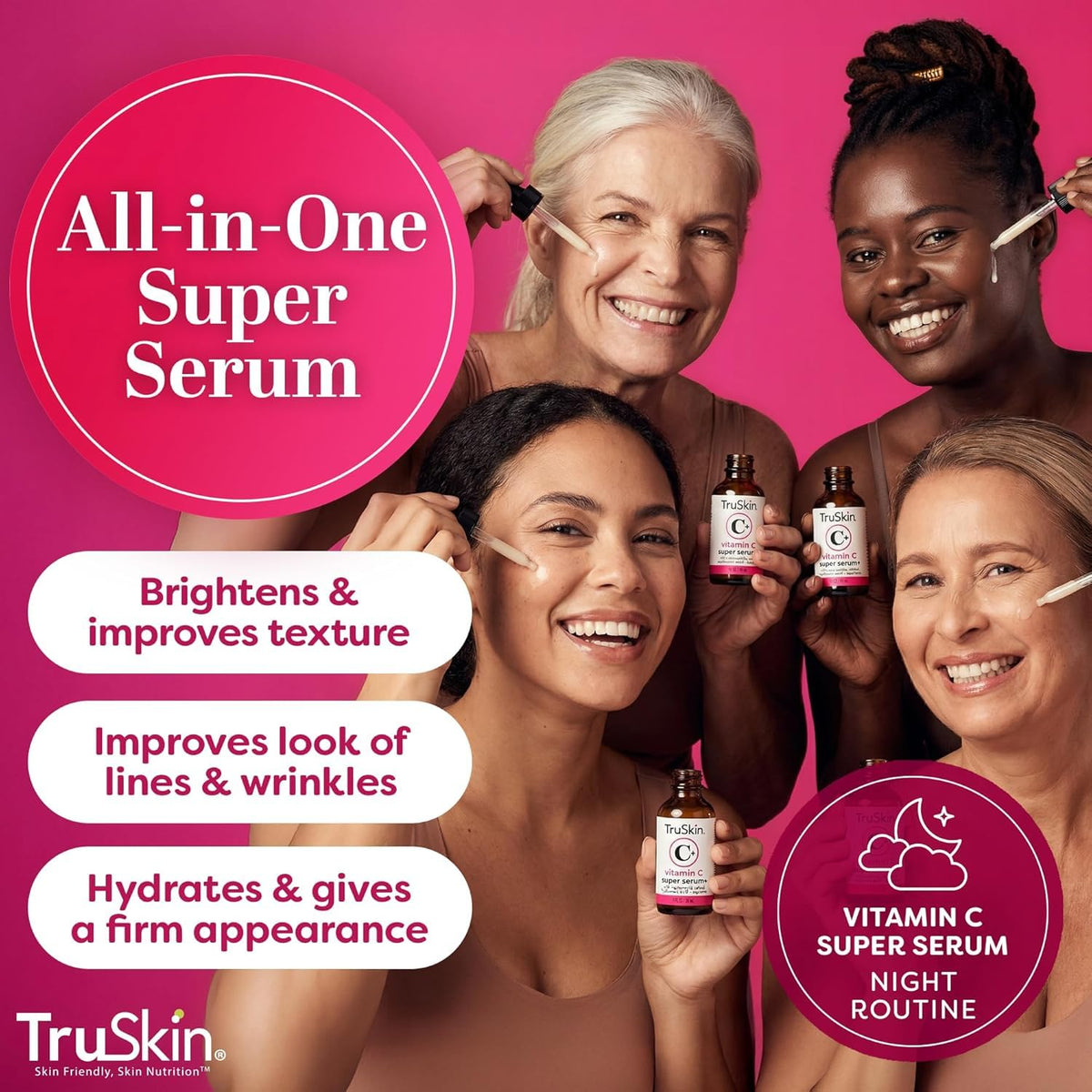 TruSkin close-up of label listing key actives for informed ingredient benefits