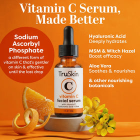 TruSkin Naturals dropper dispensing serum illustrating controlled application and dosage