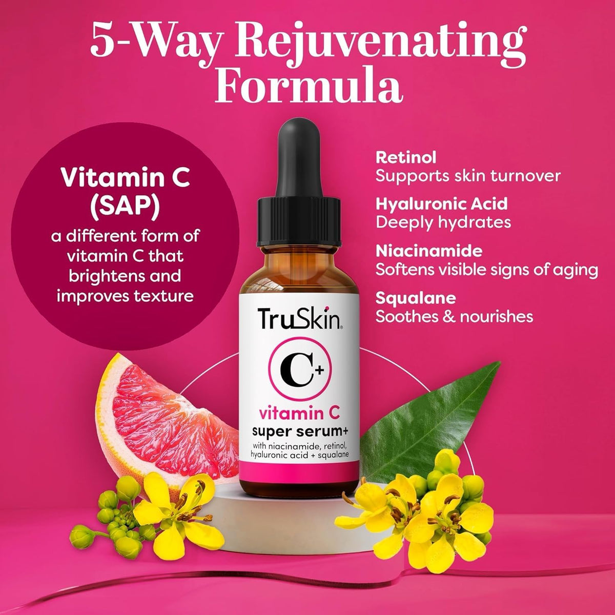 TruSkin dropper dispensing serum texture demonstrating lightweight, absorbent feel