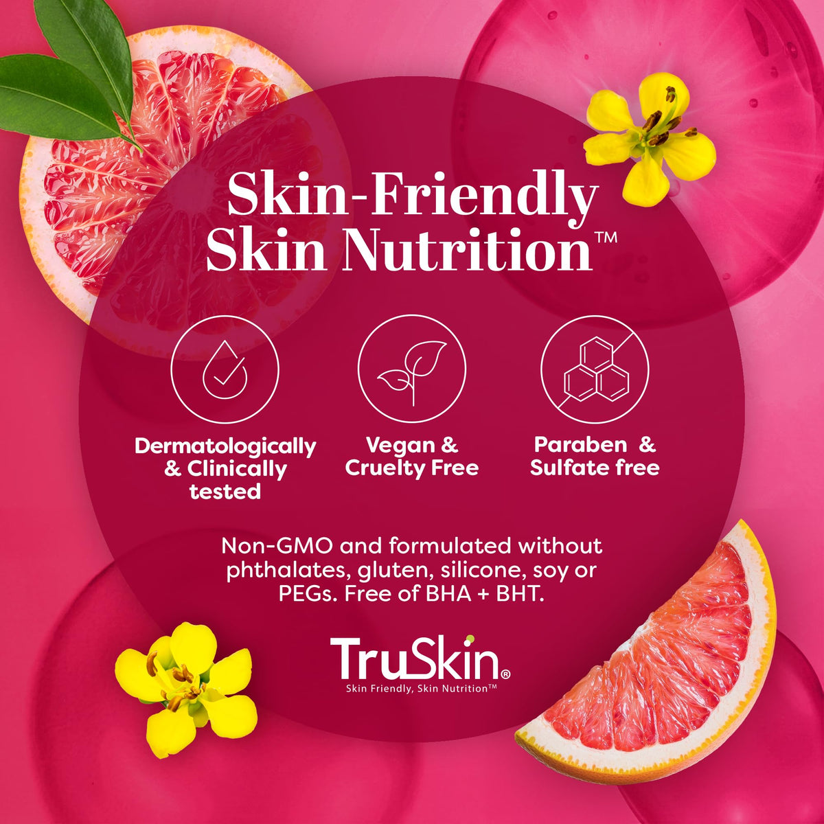 TruSkin serum on bathroom shelf complements daily skincare routine