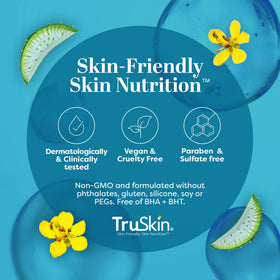 TruSkin serum applied to hand highlighting fast absorption and visible plumping effect