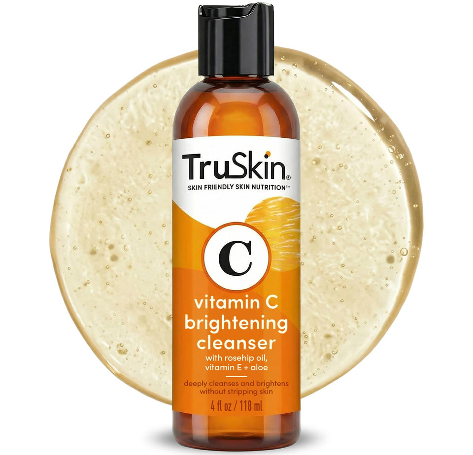 TruSkin front packaging photographed on neutral surface showing product benefit