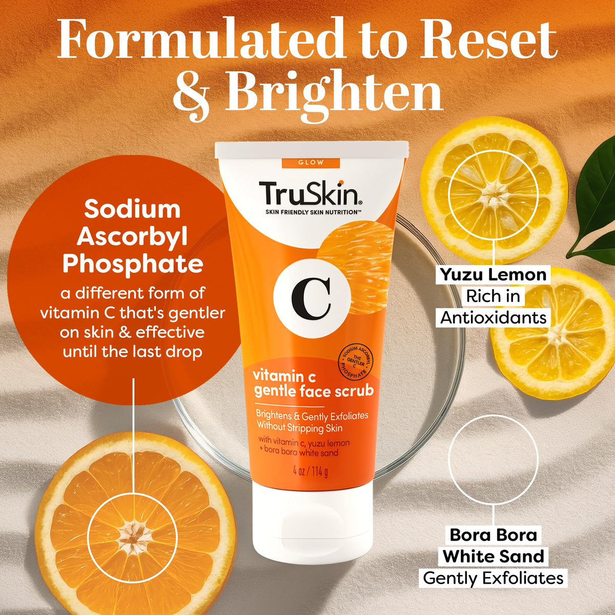 TruSkin texture close-up revealing ultra-fine Bora Bora sand for gentle polish