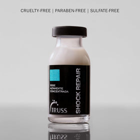 TRUSS ampoule close-up label detailing product information and usage clarity