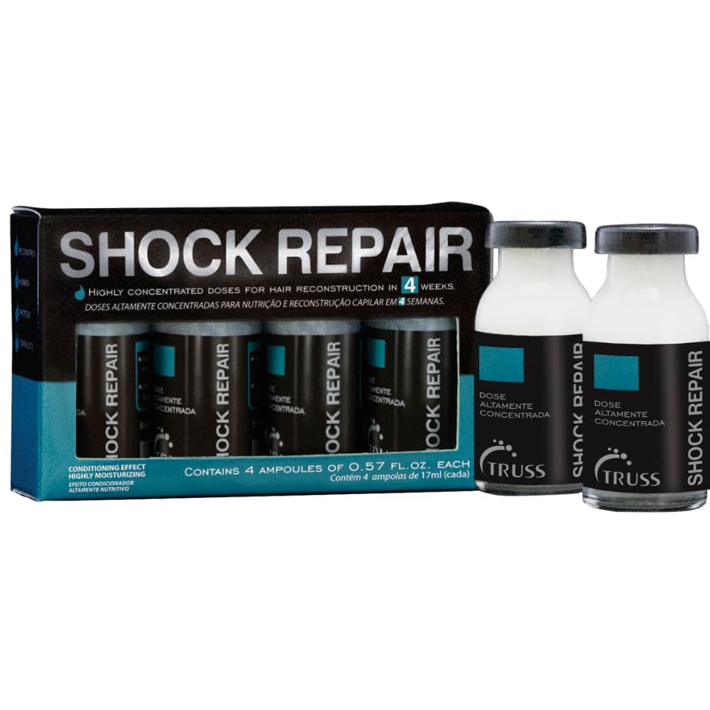 TRUSS ampoules front packaging showing four concentrated treatments for visible repair