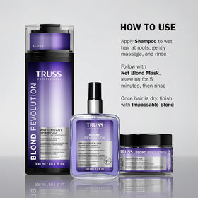 TRUSS hair after styling with glossy shine and reduced frizz visible
