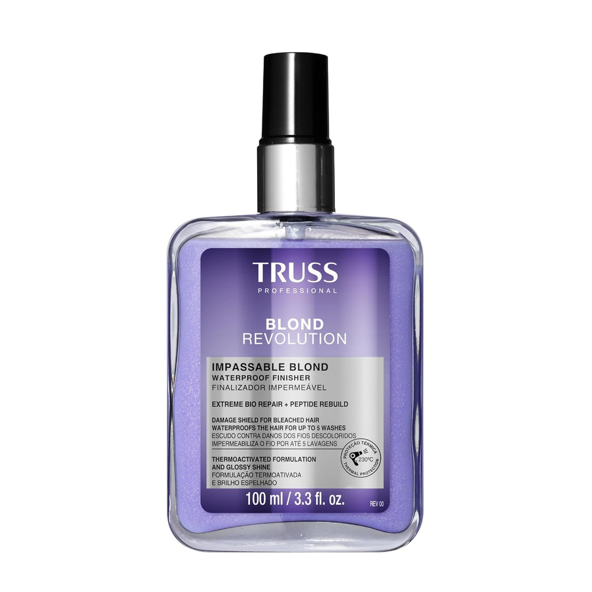 TRUSS front packaging of Blond Revolution spray for travel-friendly protection