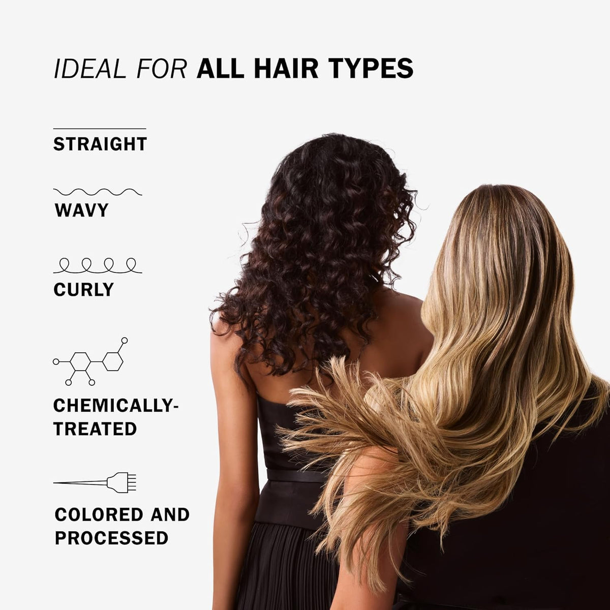 TRUSS on straight hair highlighting glossy finish and smooth surface benefit