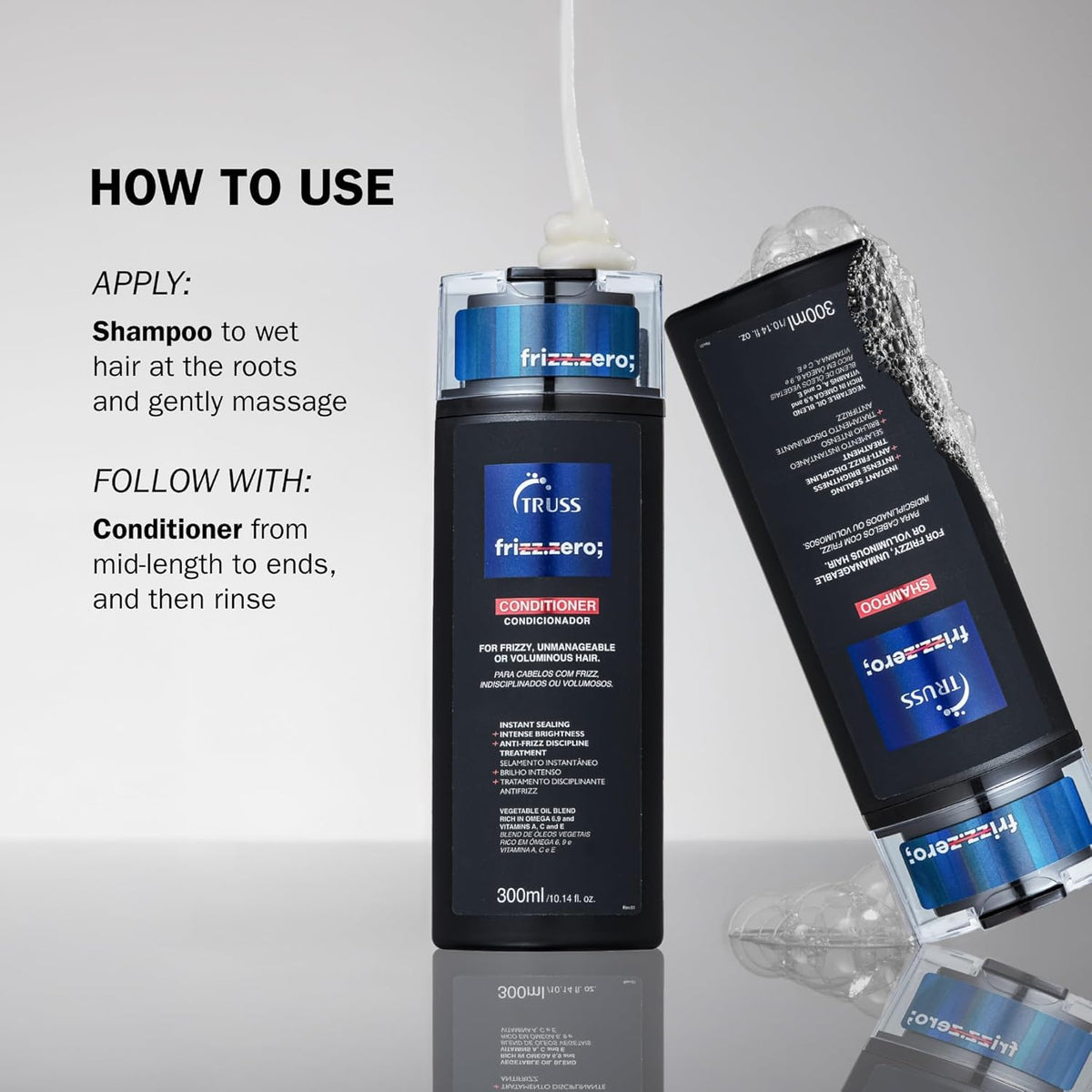 TRUSS bottle beside common items displaying size and travel-friendly benefit