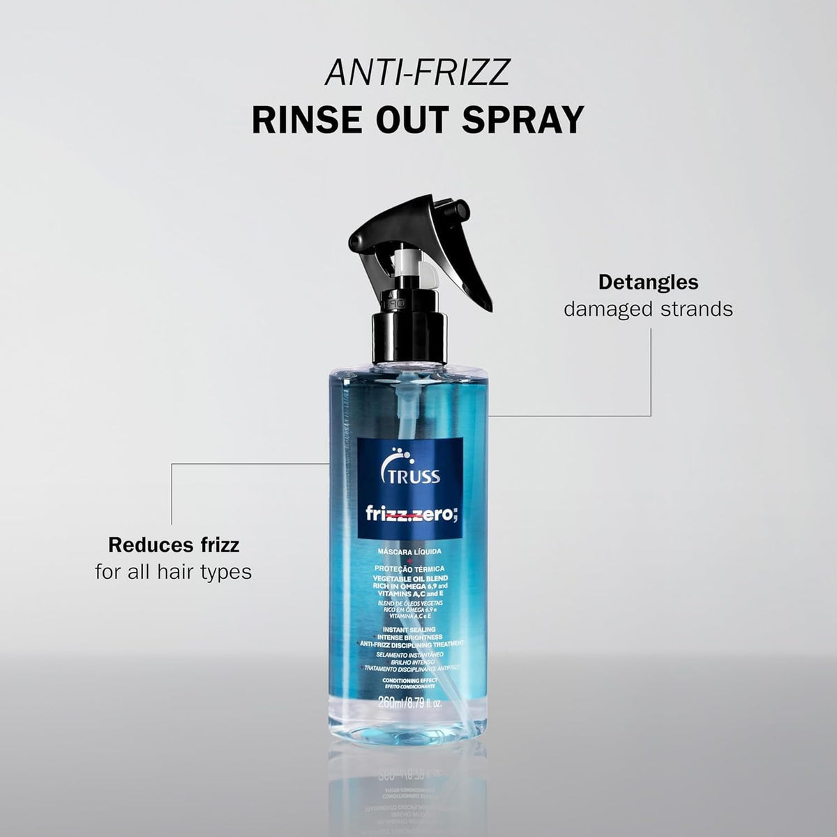 TRUSS spray action mist dispersing for even application and quick detangling